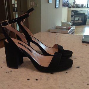 Black suede ankle strap sandals size 5 UK = 7 US = 38EU $15